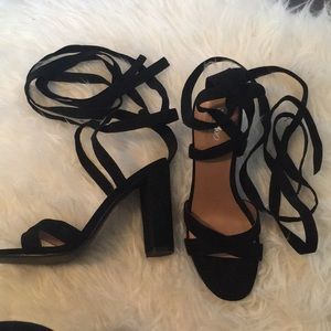 Laced sandal heels